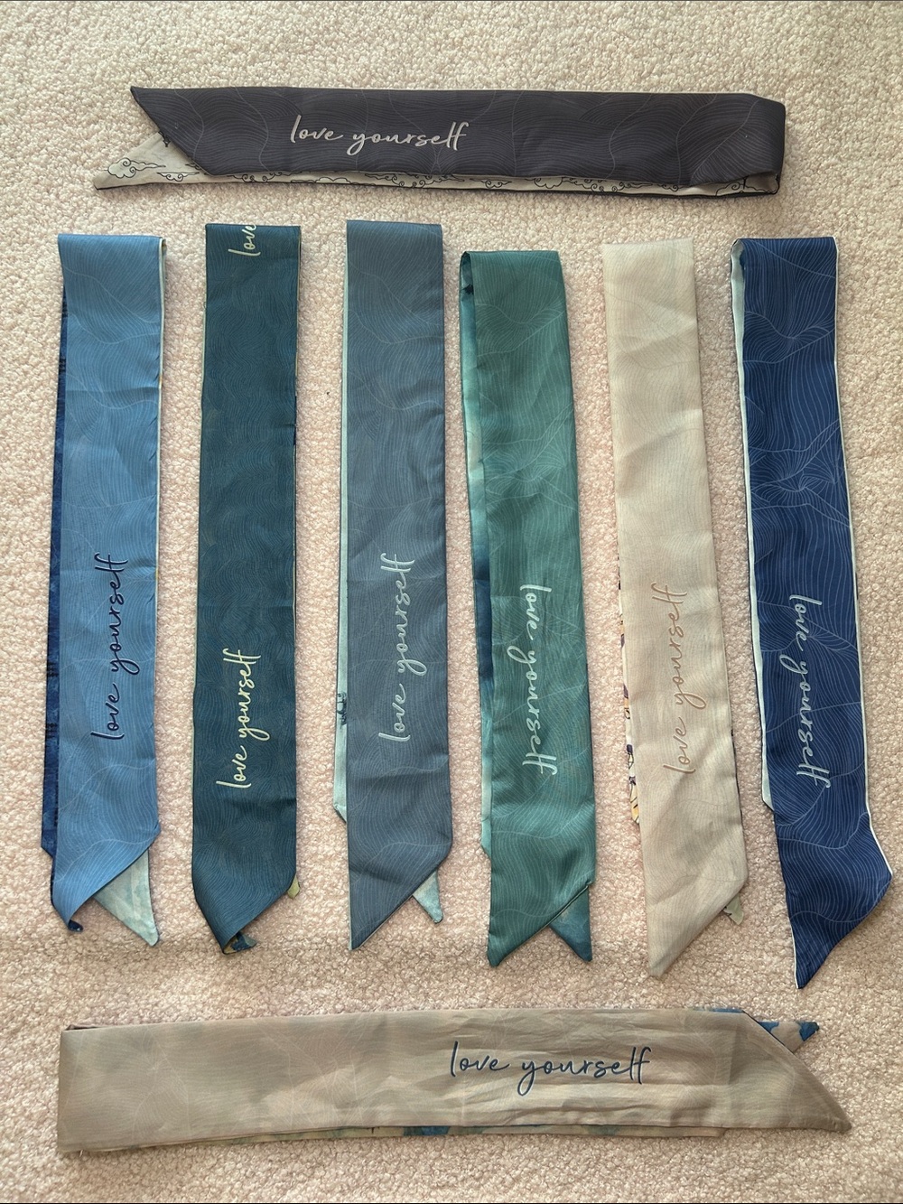 Set of 8 Asian Art Inspiration Skinny Scarf Set - Picture 2 of 3